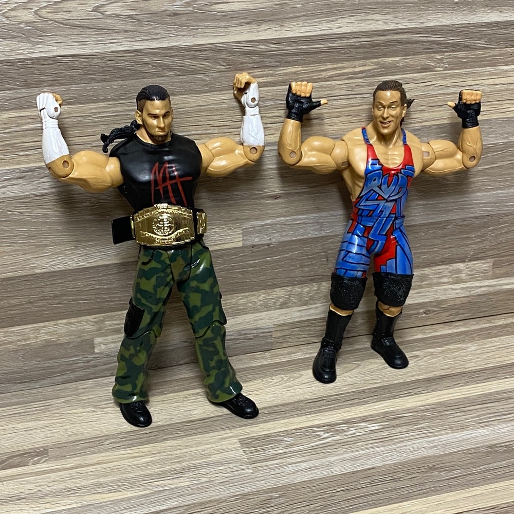 WWE Wrestling Action Figures with Camouflage Pants and Blue Red Outfit